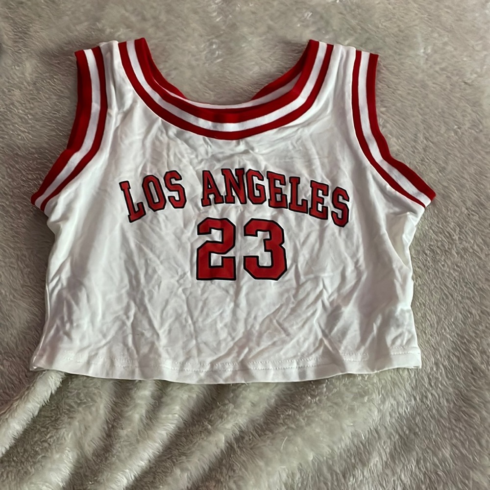 red and white crop top